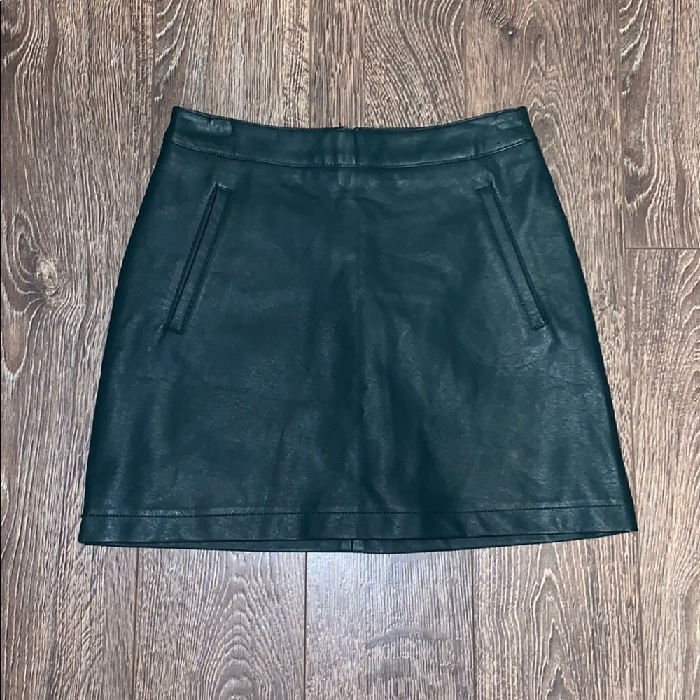 Green leather skirt